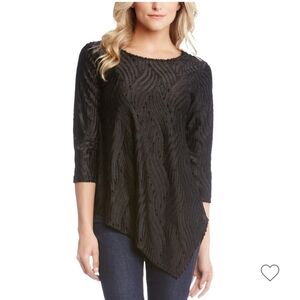 Karen Kane Black Velvet Burnout Pullover Womens Blouse S